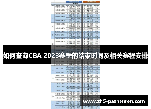 如何查询CBA 2023赛季的结束时间及相关赛程安排 如何查询CBA 2023赛季的结束时间及相关赛程安排